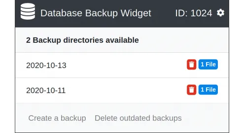 Datenbank Backup Widget