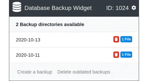 Database Backup Widget